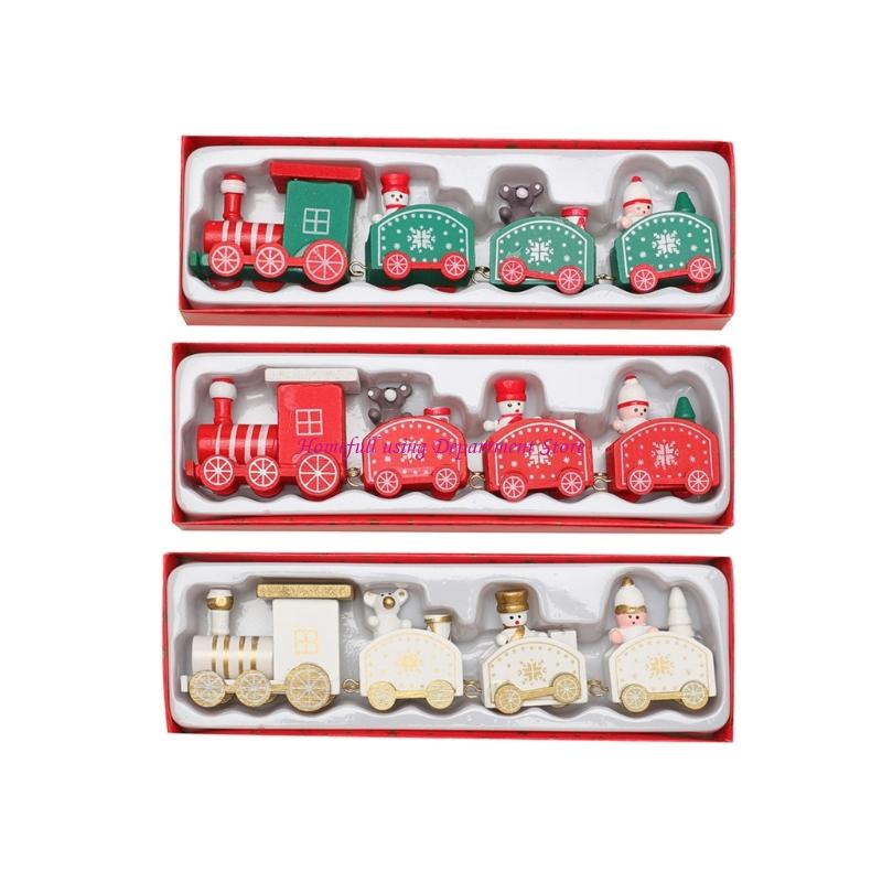 Sustainable Living Usa - Set treni natalizi in legno intagliato